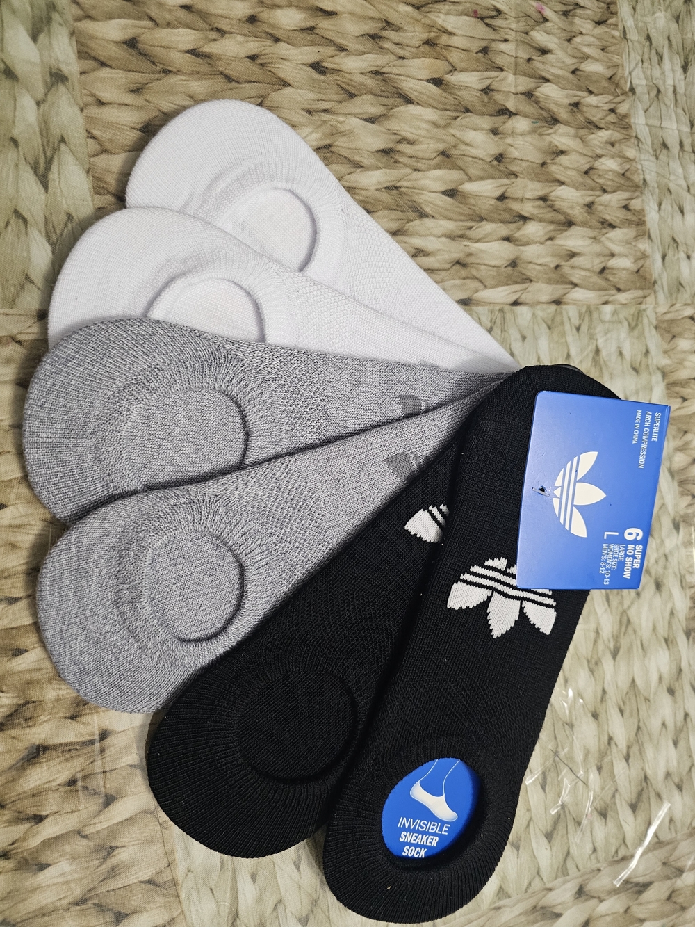 adidas Originals Men's 6-Pack Low-Cut Socks in White, Gray & Black